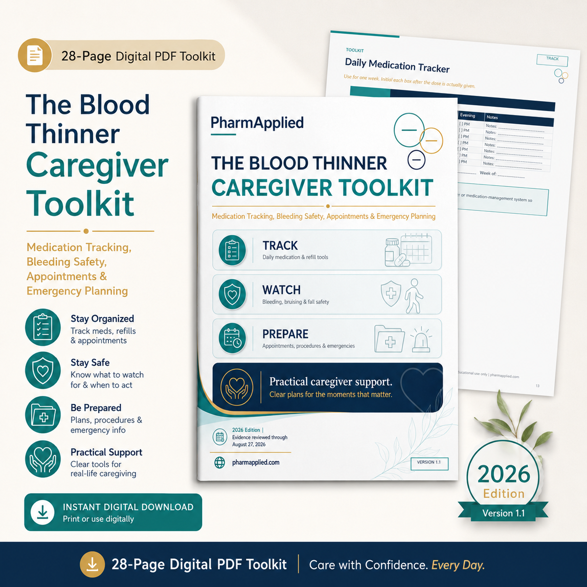 Blood Thinner Caregiver Toolkit 2026 printable PDF by PharmApplied