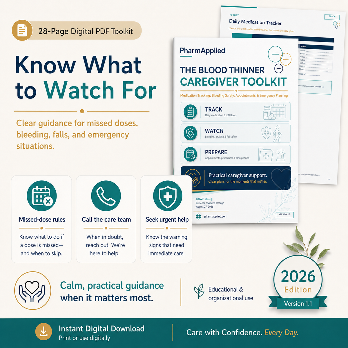 Blood thinner safety guidance for missed doses, bleeding, falls, and emergency situations